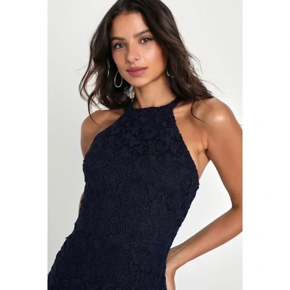 Lulus NWT Navy Love Poem Lace Mini Dress Size Medium - Picture 12 of 13